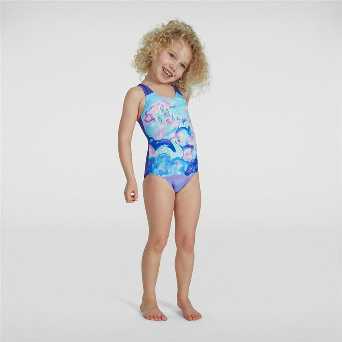 Купальник для девочек Speedo Digital Placement Синий-4