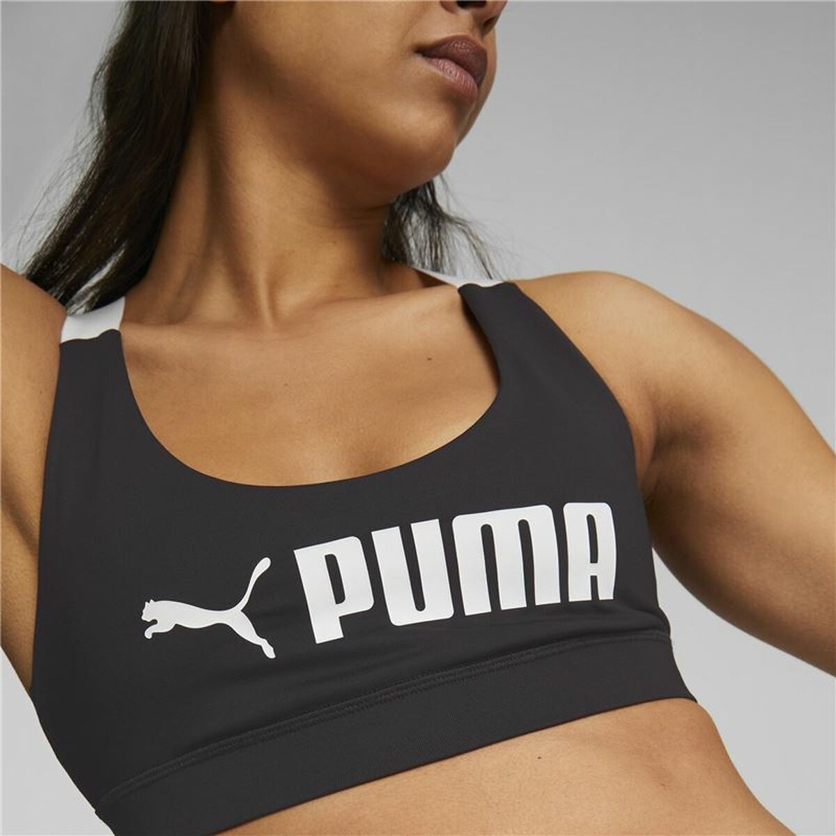 Спортивный бюстгальтер Puma Чёрный Белый Разноцветный-5