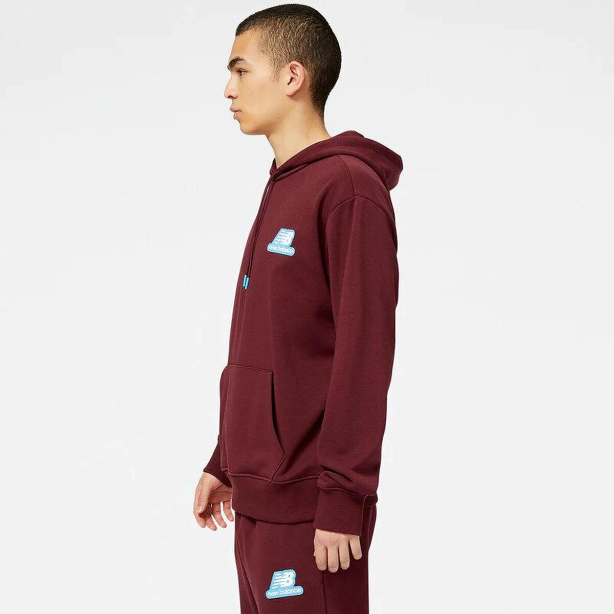 Men's hoodie New Balance Essentials Stacked Rubber Maroon-3