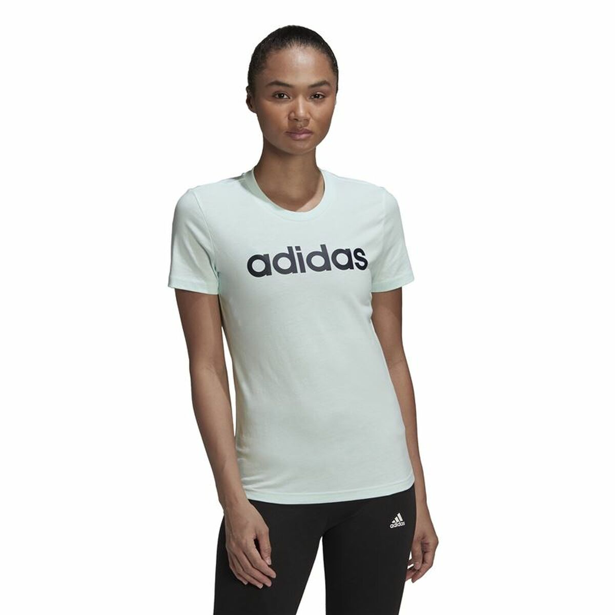 Футболка с коротким рукавом женская Adidas Loungewear Essentials Slim Logo Мята-6