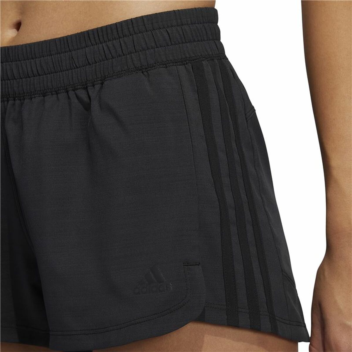Adidas Pacer 3 Stripes Women's Sports Shorts Black-3