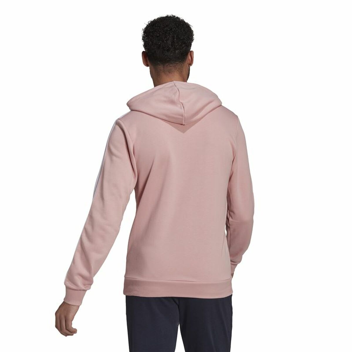 Men's Adidas Essentials Wonder Mauve 3 Stripes Hoodie Pink-4