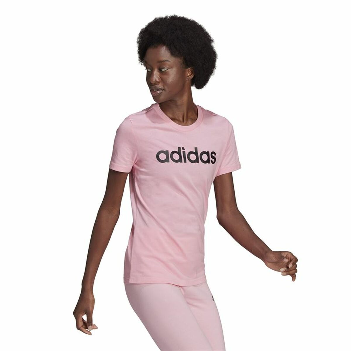 Kadın Adidas Loungewear Essentials İnce Logo T-Shirt Pembe-4