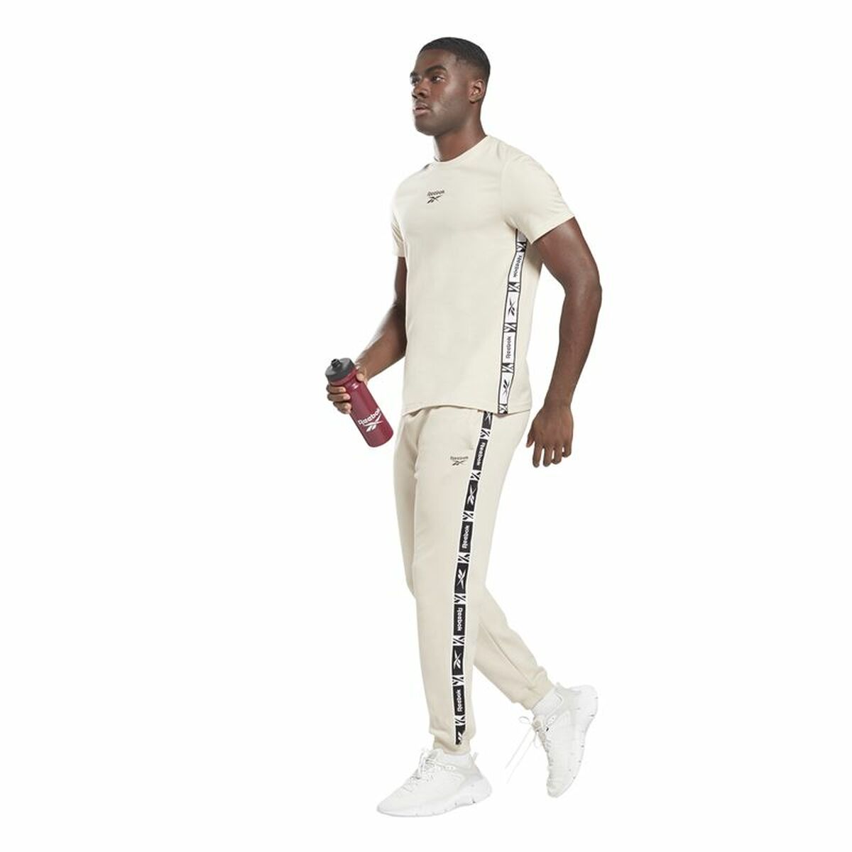 Erkek Reebok Kimlik Bandı Kısa Kollu Tişört Bej-2