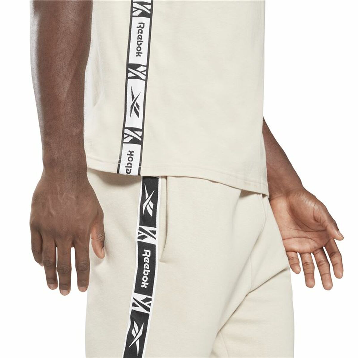 Erkek Reebok Kimlik Bandı Kısa Kollu Tişört Bej-3