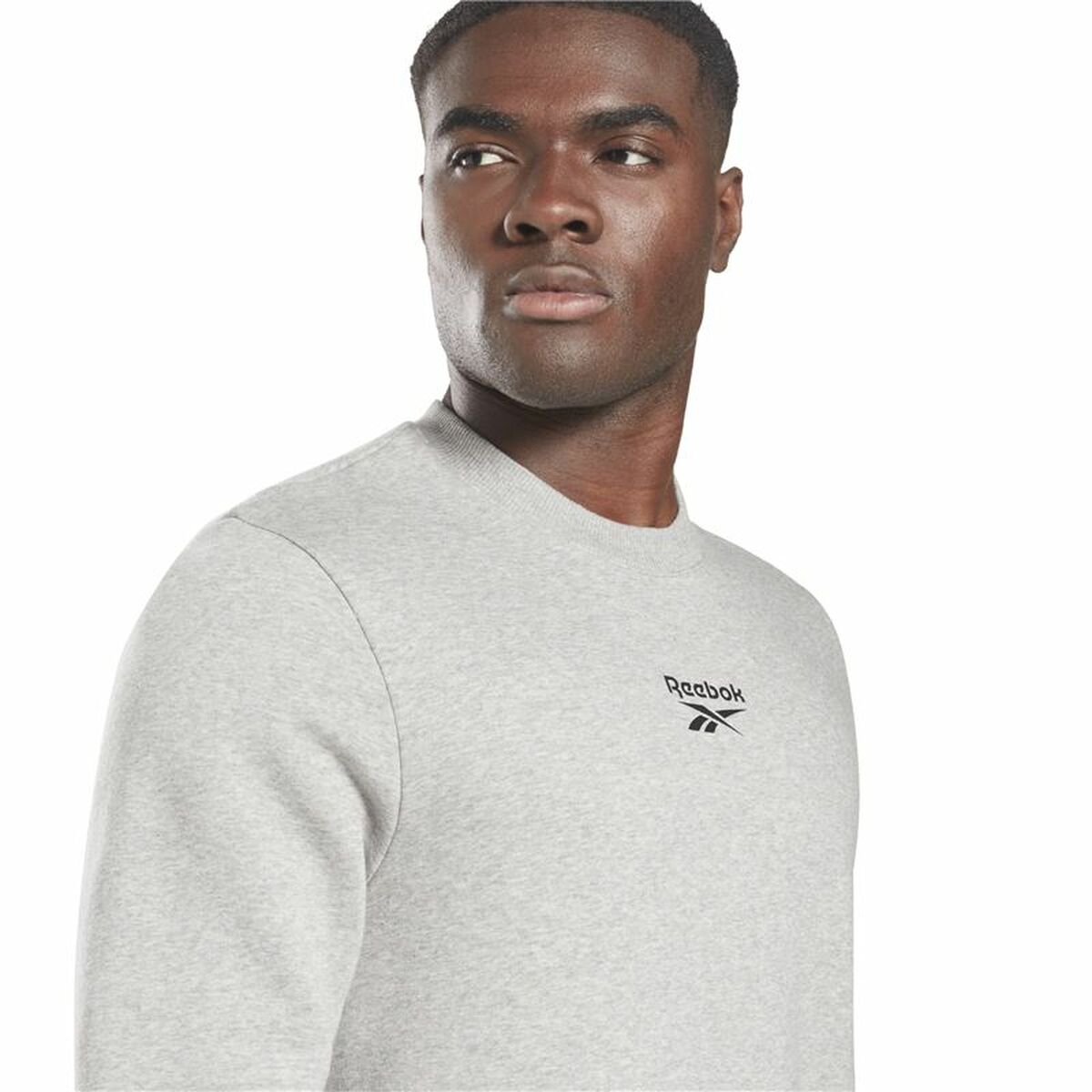 Men's Reebok Identity Tape Crew Hooded Sweatshirt Grey-4