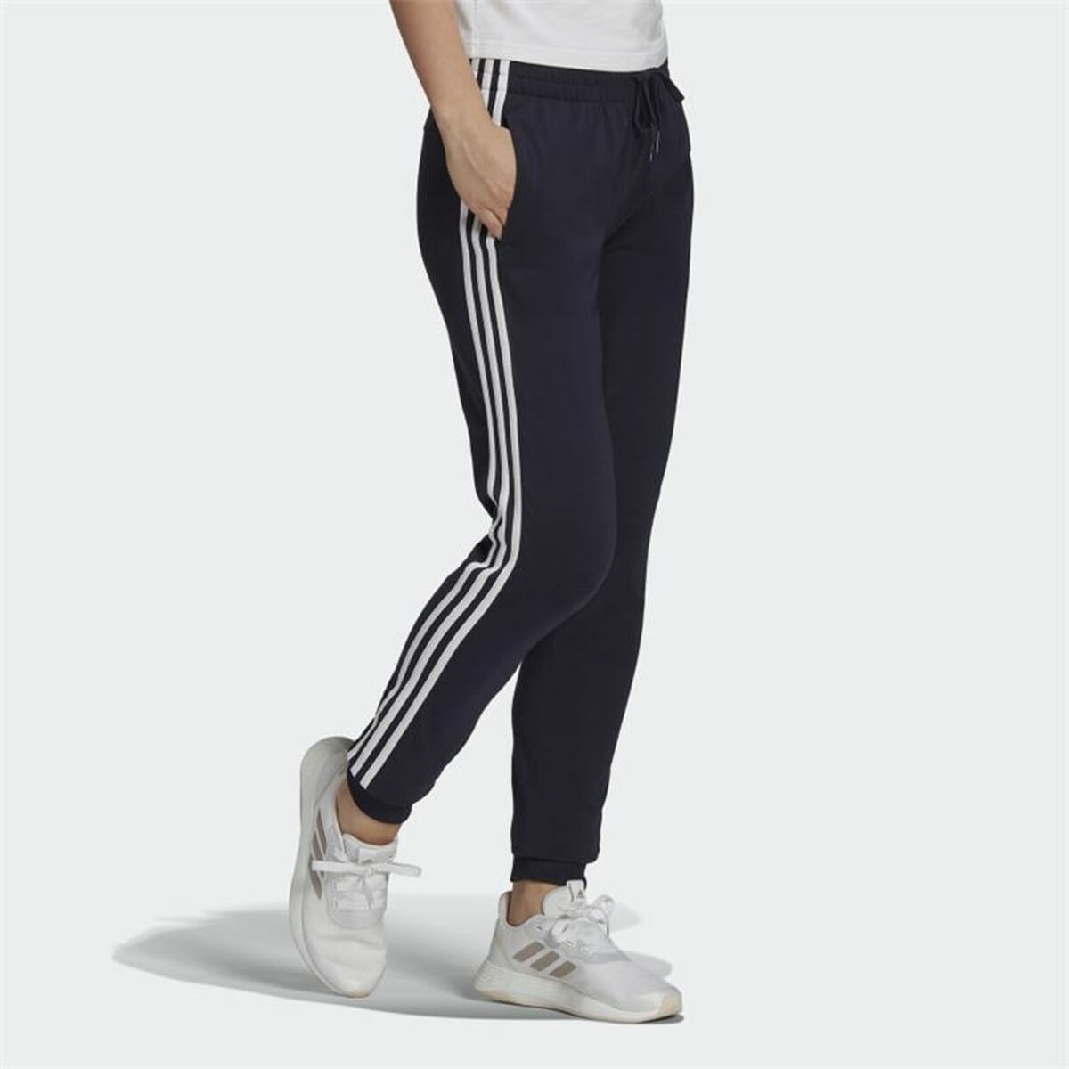 Adidas Essentials 3 Stripes Adult Sweatpants Woman Blue-2
