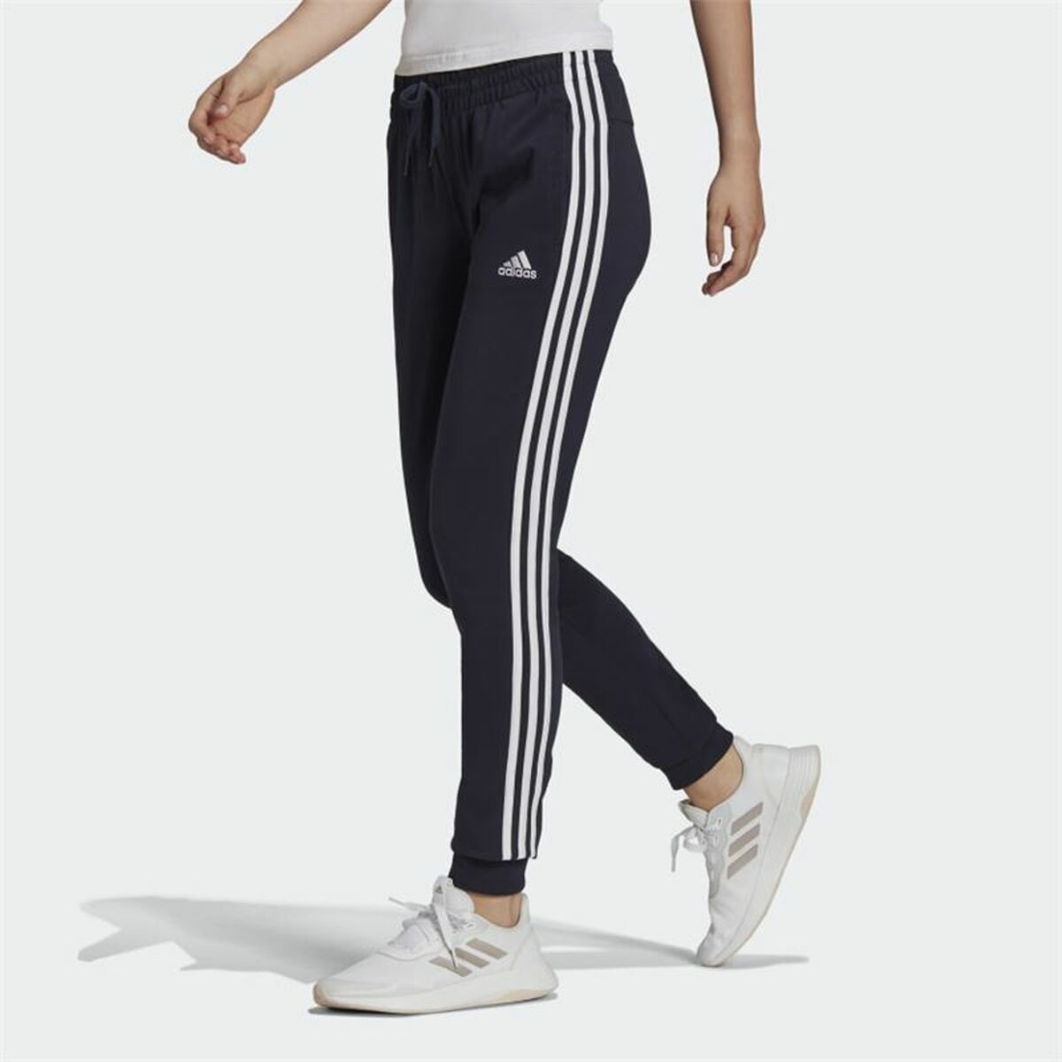 Adidas Essentials 3 Stripes Adult Sweatpants Woman Blue-4