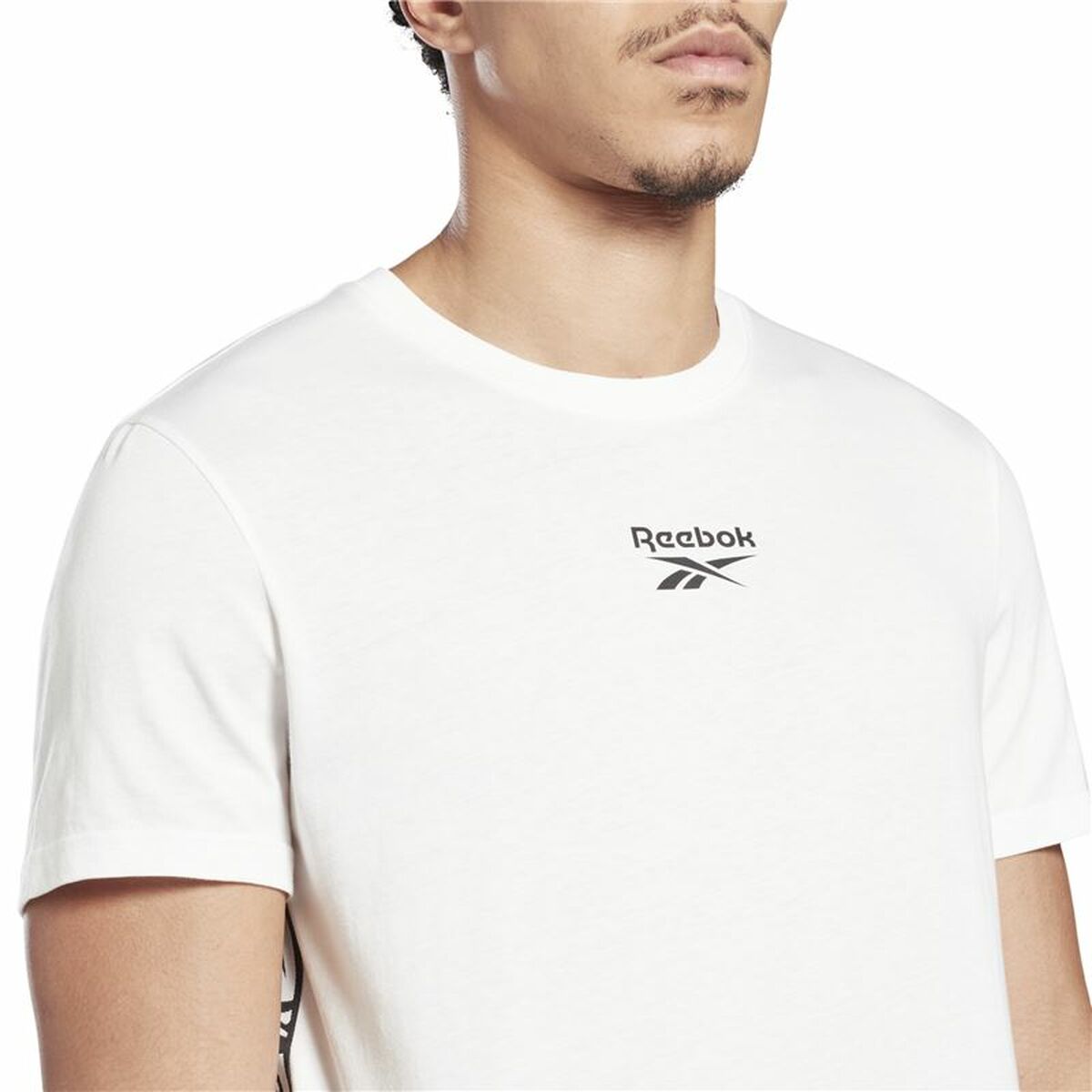 Erkek Reebok Bant Kısa Kollu T-Shirt Beyaz-4