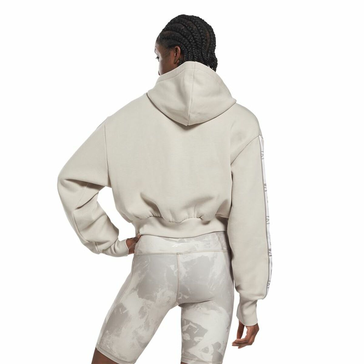 Women's Hoodie Reebok Tape Pack W Moonstone Beige Yellow-4