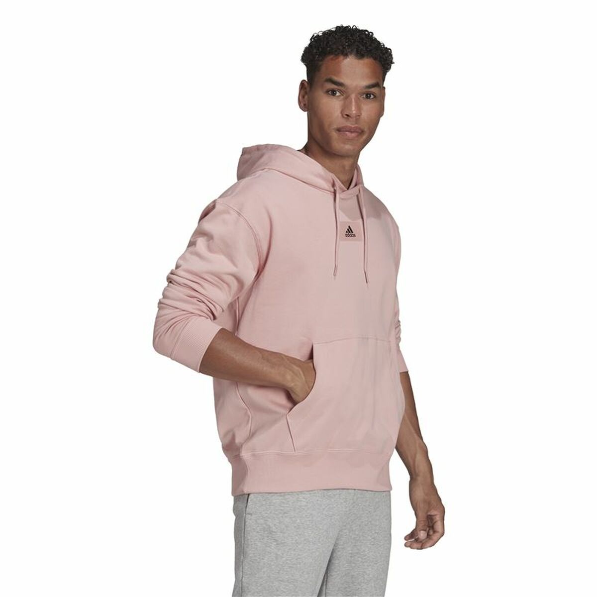Men's Adidas Essentials Hoodie Pink-4