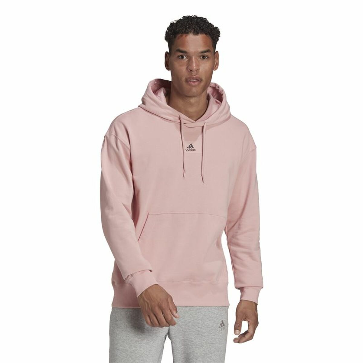Men's Adidas Essentials Hoodie Pink-6