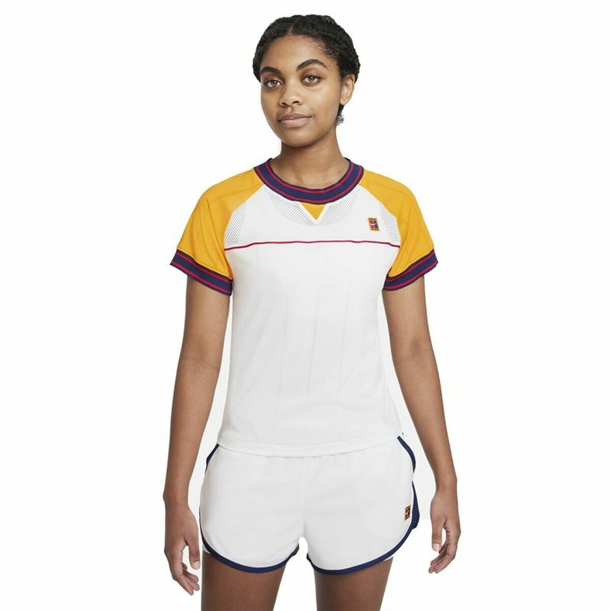 Camisa de manga curta feminina Nike Corte Dri-Fit Slam Branco