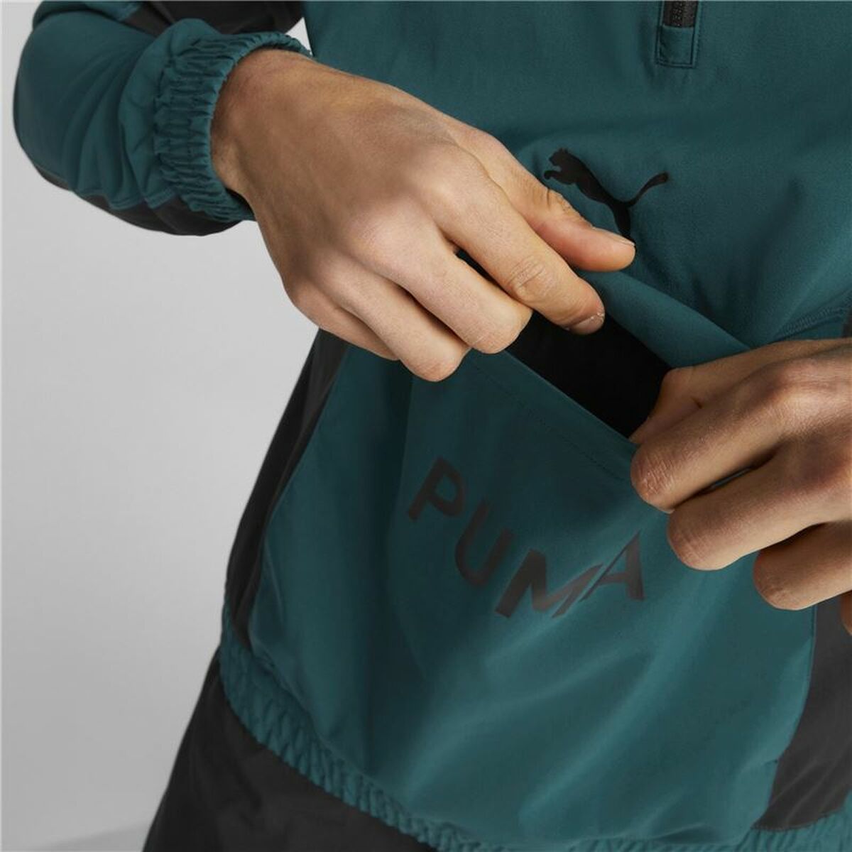 Men's Hooded Sweatshirt Puma Fit Woven Training Green-5