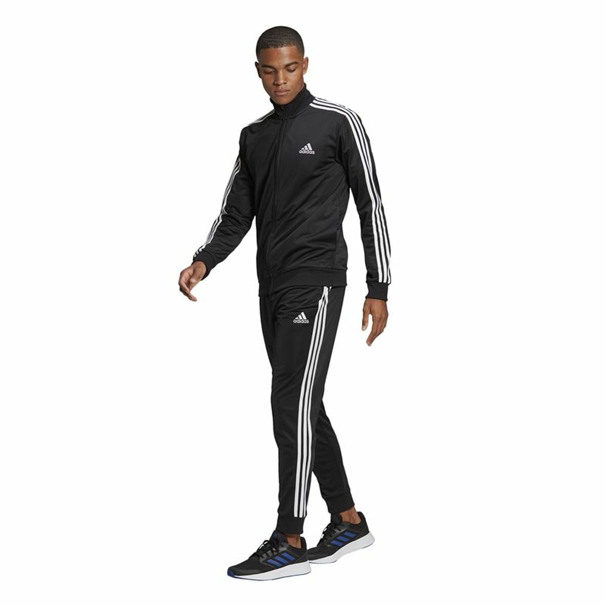 Спортивный костюм для взрослых Adidas Essentials 3 Stripes Чёрный Мужской-5