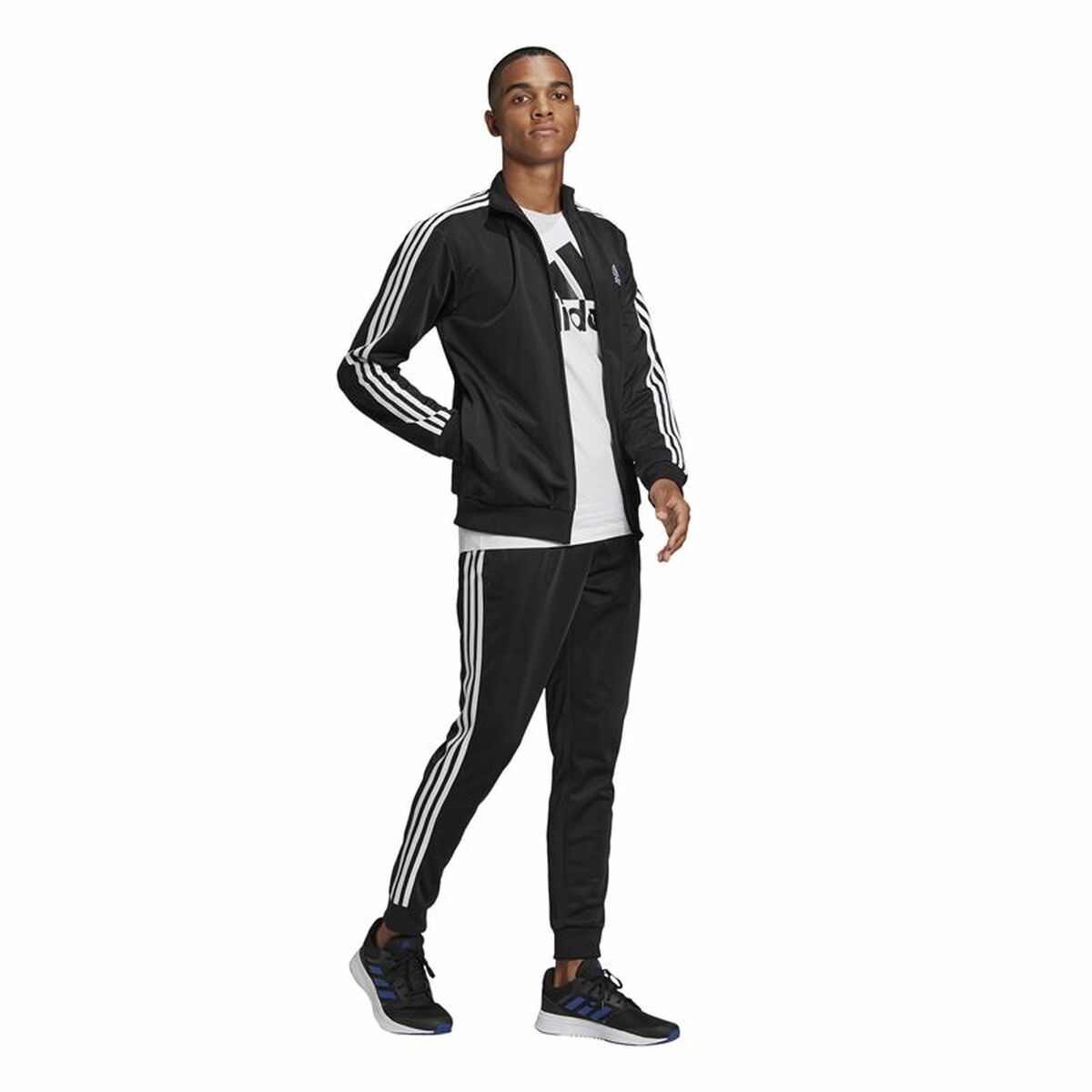 Спортивный костюм для взрослых Adidas Essentials 3 Stripes Чёрный Мужской-7