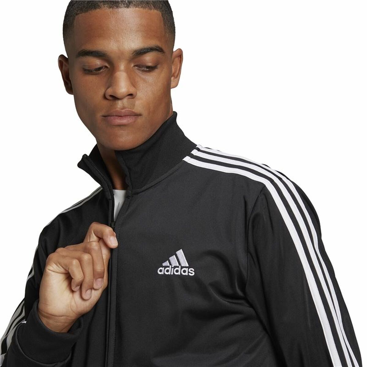 Спортивный костюм для взрослых Adidas Essentials 3 Stripes Чёрный Мужской-8