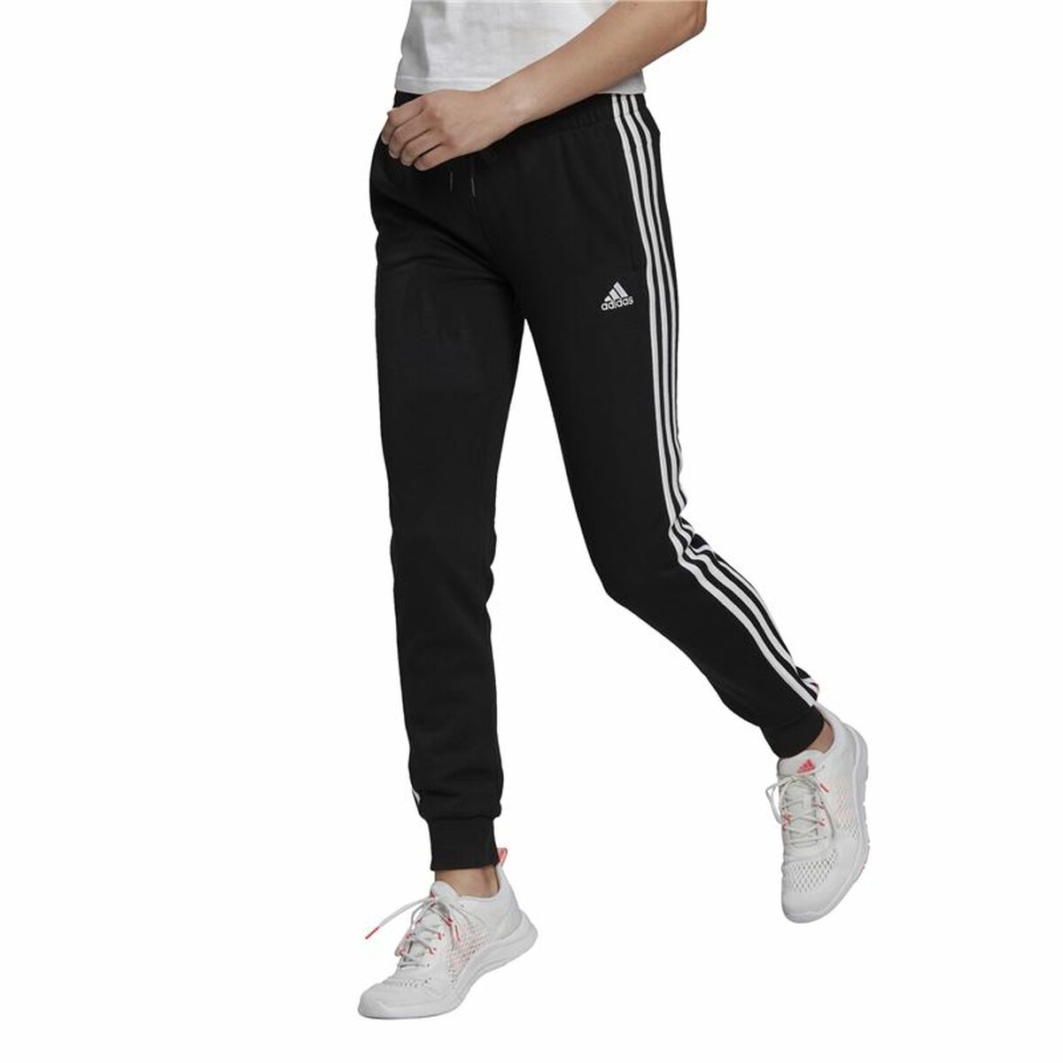 长运动裤Adidas Essentials French Terry 3条纹女性黑色-6