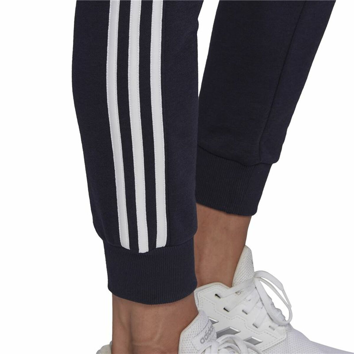 长运动裤Adidas Essentials French Terry 3条纹女人深蓝色-2