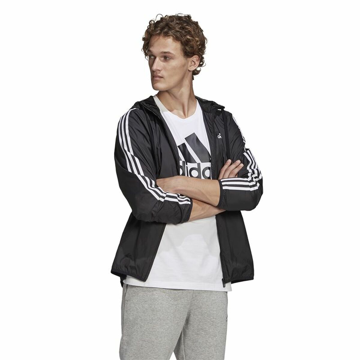 Sports Windbreaker, Unisex Adidas Essentials Black-6