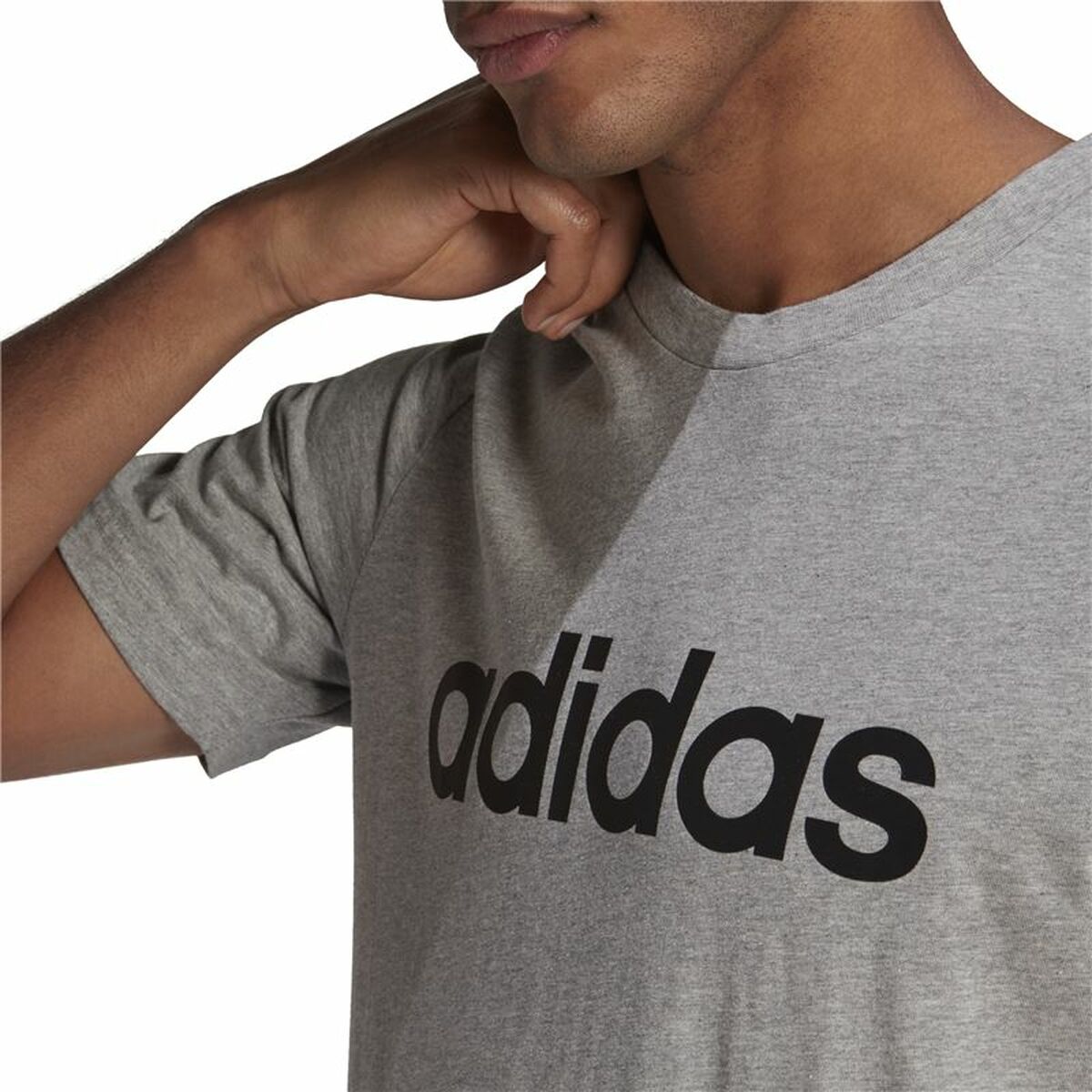 Футболка с коротким рукавом мужская Adidas Embroidered Linear Logo Серый Мужской-2