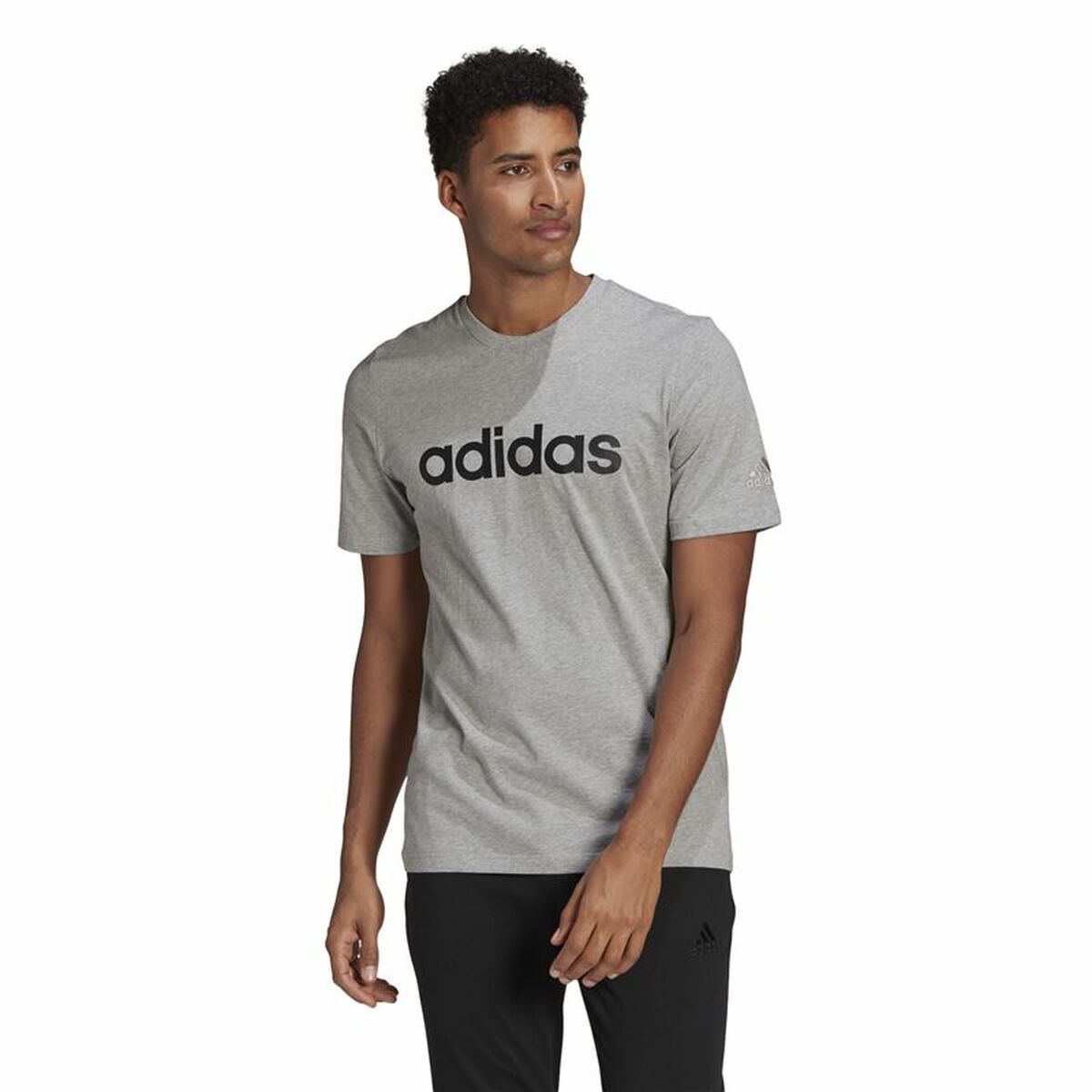 Футболка с коротким рукавом мужская Adidas Embroidered Linear Logo Серый Мужской-6