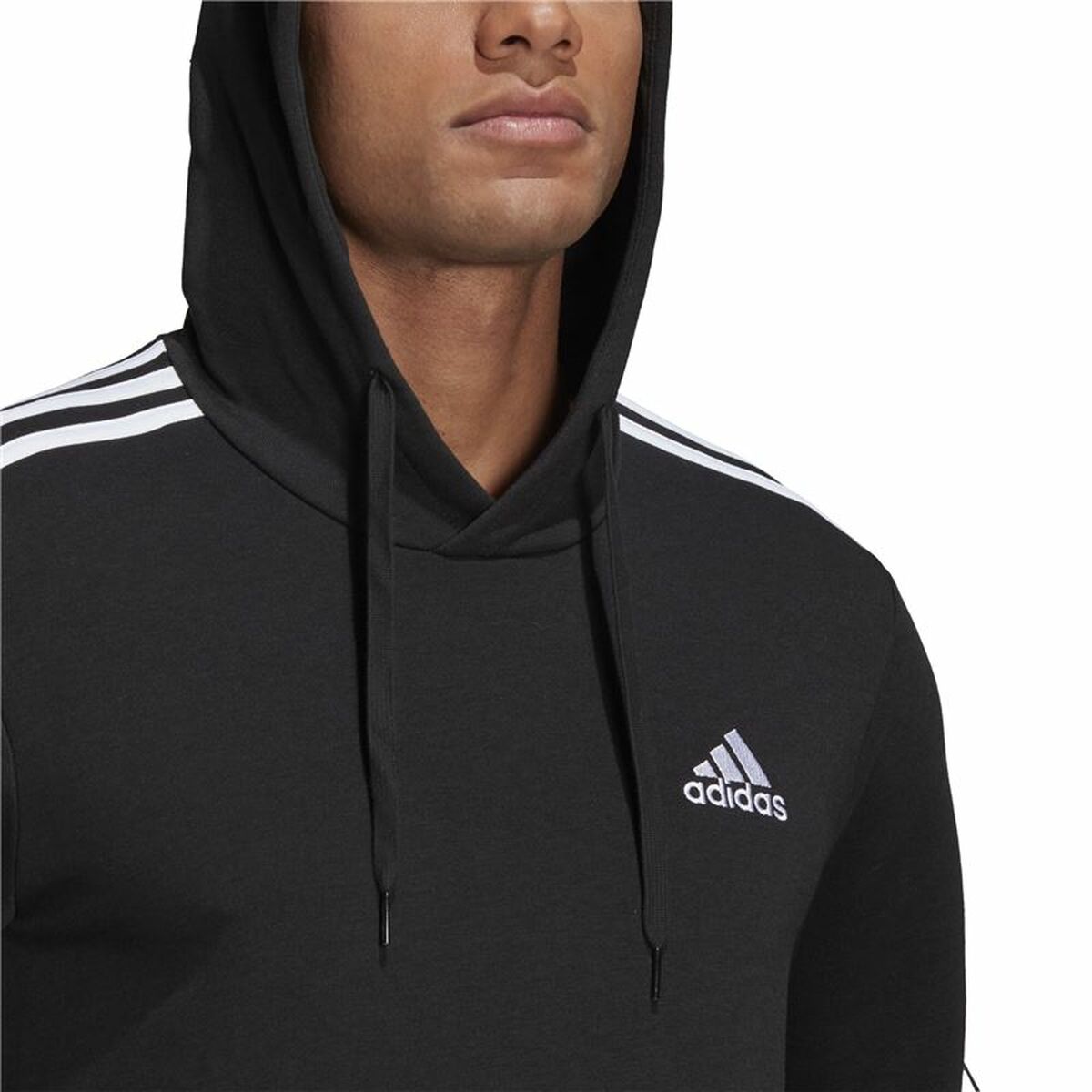 蒙面运动衫男子Adidas Essentials 3条纹黑色-3