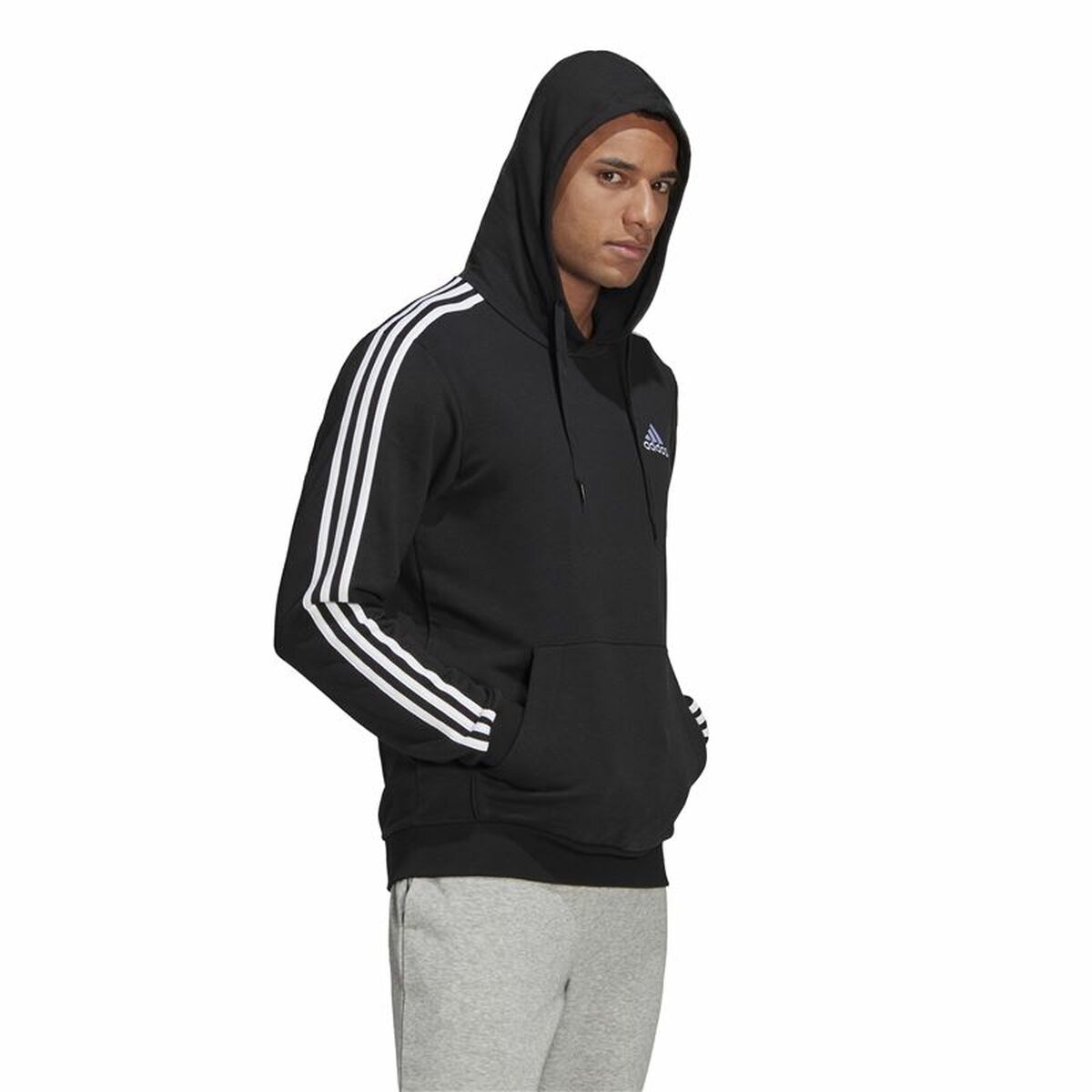 蒙面运动衫男子Adidas Essentials 3条纹黑色-5
