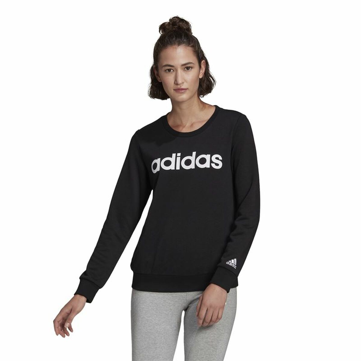 无帽运动衫女子Adidas Essentials徽标黑色-5