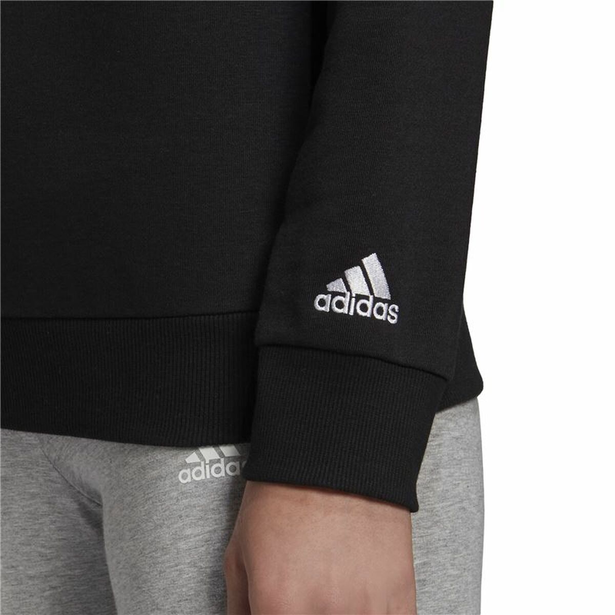 无帽运动衫女子Adidas Essentials徽标黑色-2