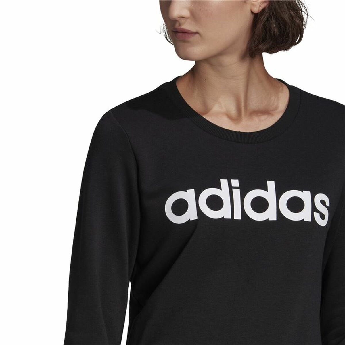 无帽运动衫女子Adidas Essentials徽标黑色-3