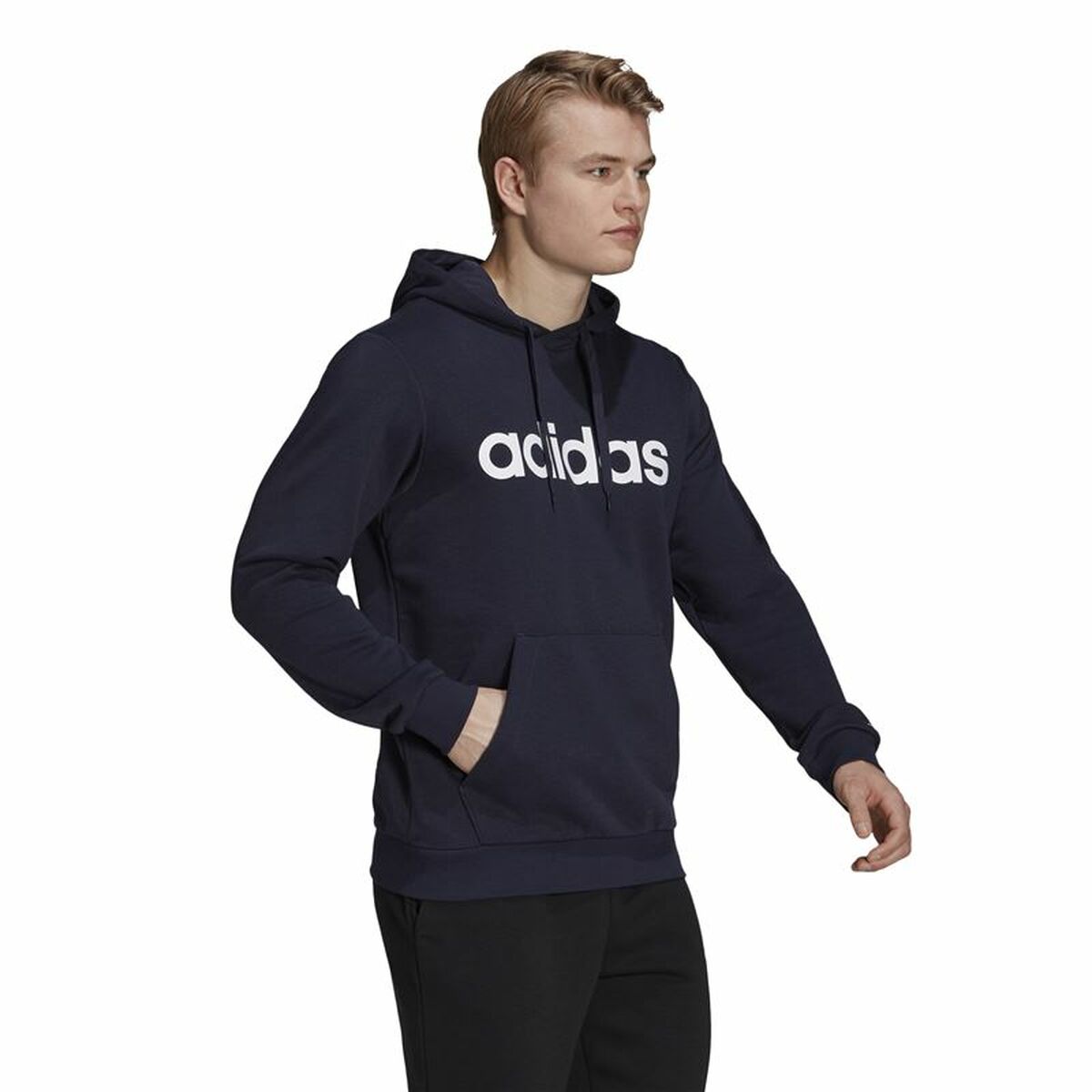 蒙面运动衫男子Adidas Essentials French Terry深蓝色-4