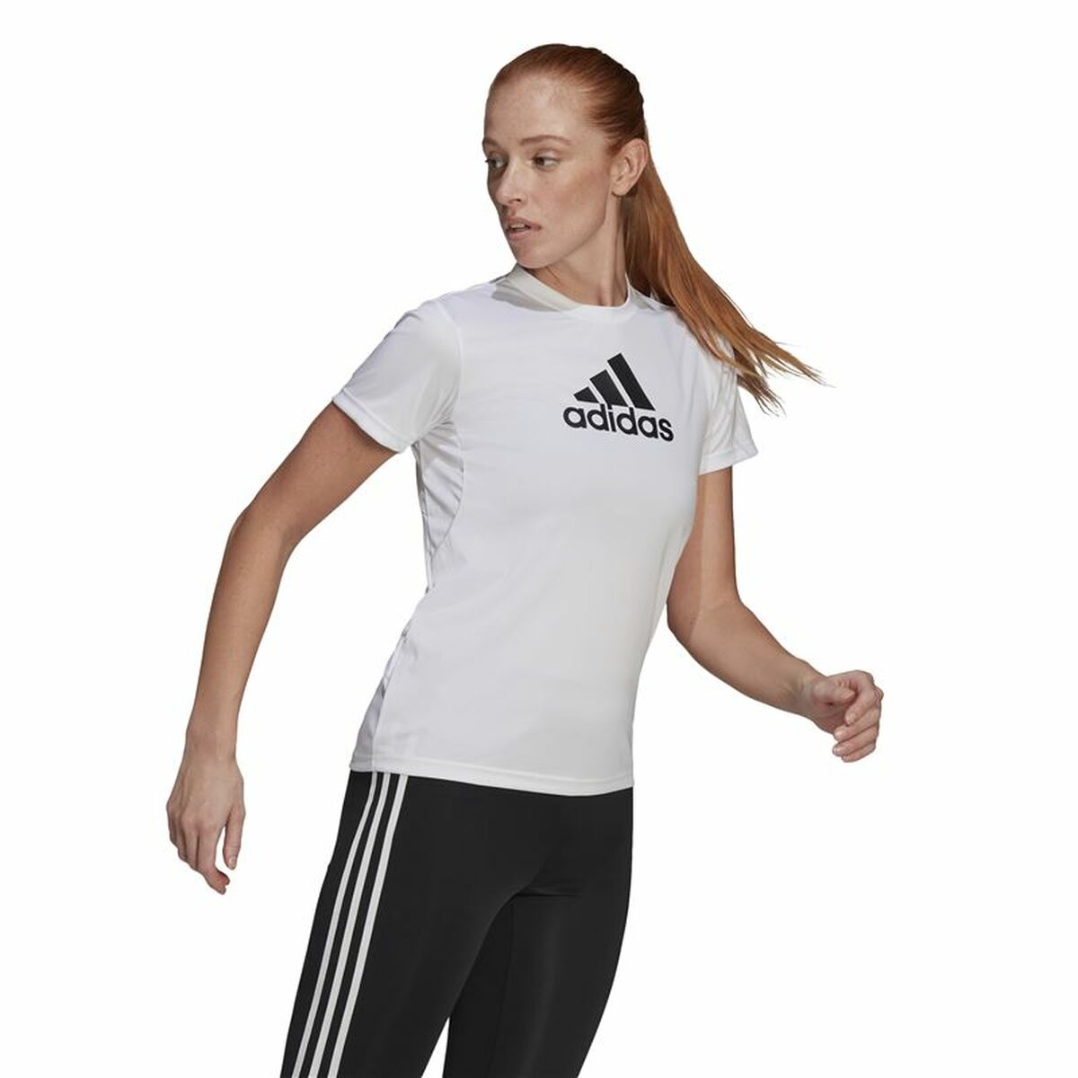 Футболка с коротким рукавом женская Adidas Primeblue D2M Logo Sport  Белый-4