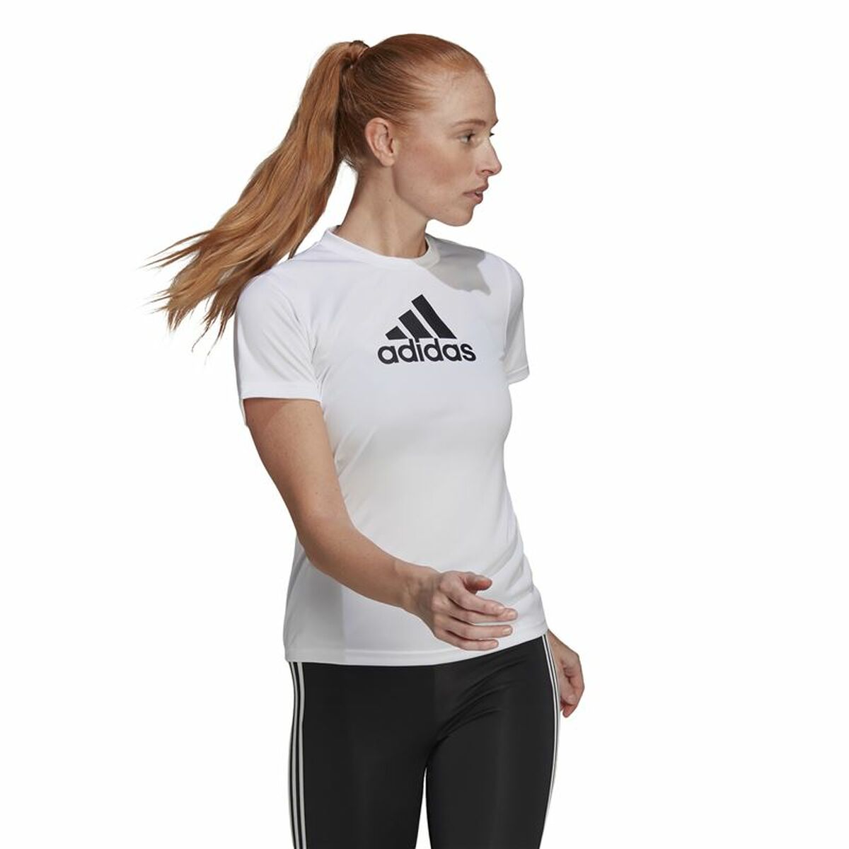 Футболка с коротким рукавом женская Adidas Primeblue D2M Logo Sport  Белый-6