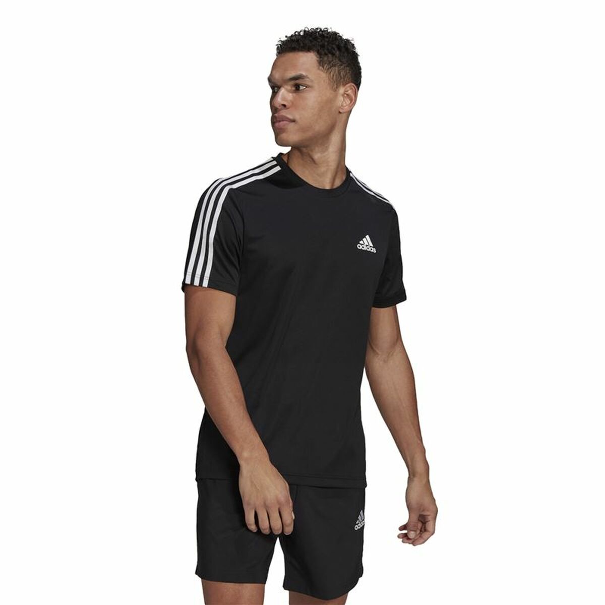 Футболка с коротким рукавом мужская Adidas Aeroready D2M Sport Чёрный-2