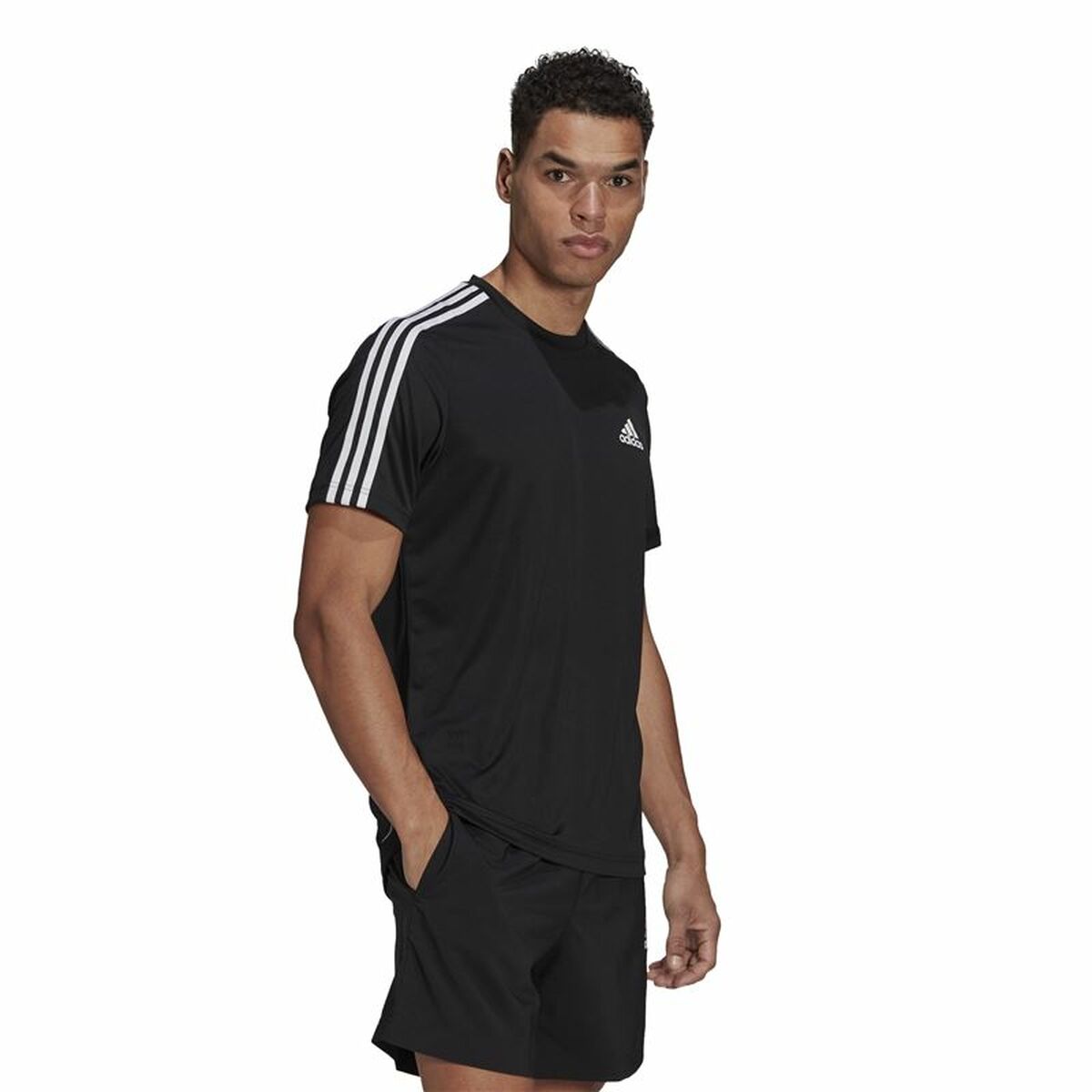 Футболка с коротким рукавом мужская Adidas Aeroready D2M Sport Чёрный-4