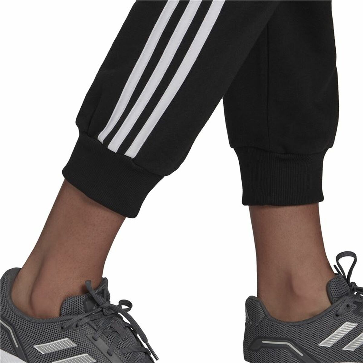 长运动裤Adidas Essentials Studio Lounge Cuffed 3条条纹女性黑色-2