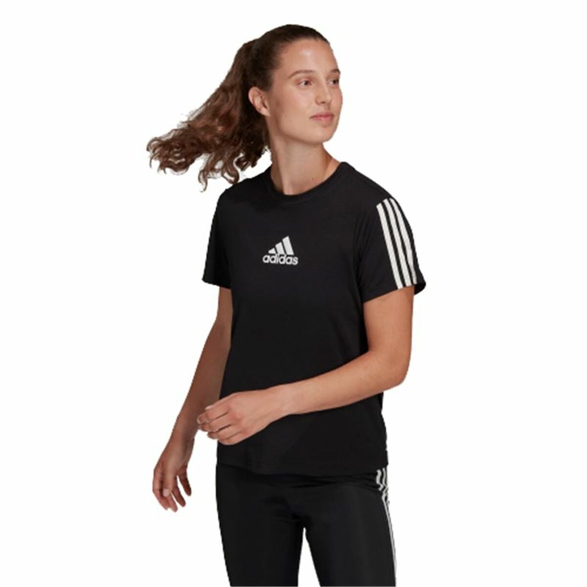 Футболка с коротким рукавом женская Adidas TC Чёрный-3