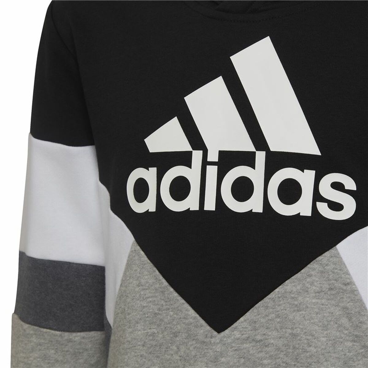 Толстовка с капюшоном детская Adidas Colorblock Fleece Чёрный Серый-4