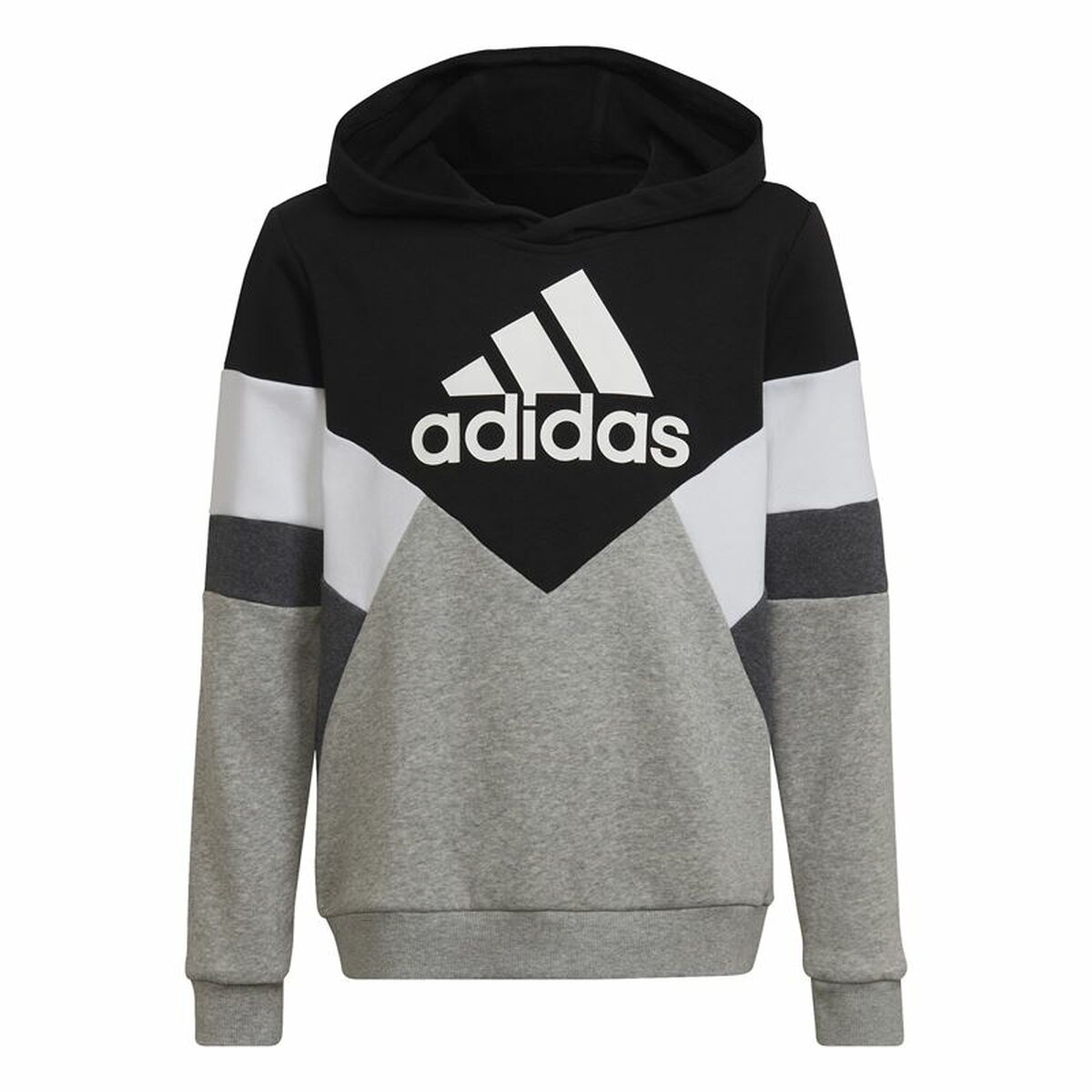 连帽运动衫儿童阿迪达斯Colorblock Fleece Black Gray