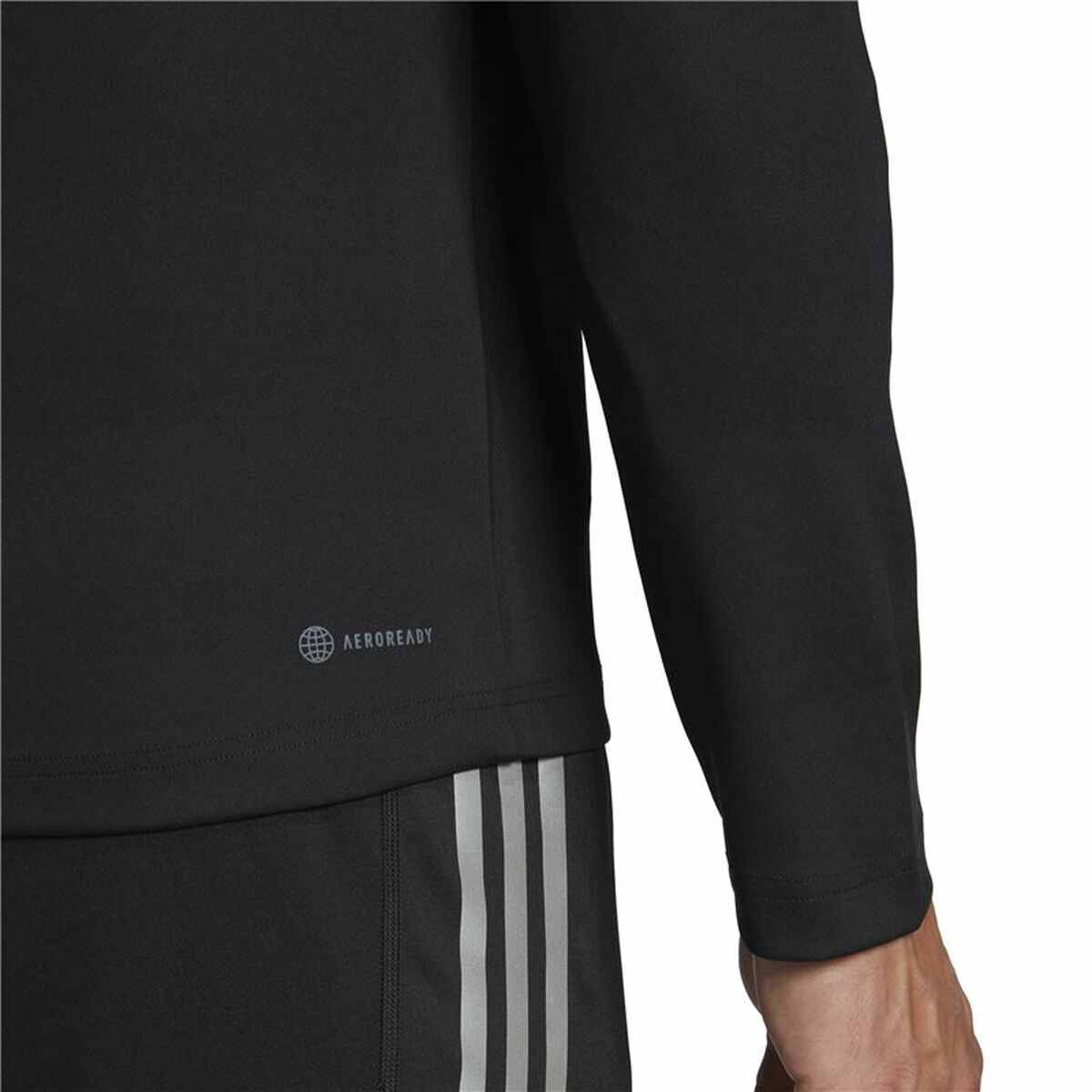 Men's Long Sleeve T-Shirt Adidas 1/4-Zip Black-2