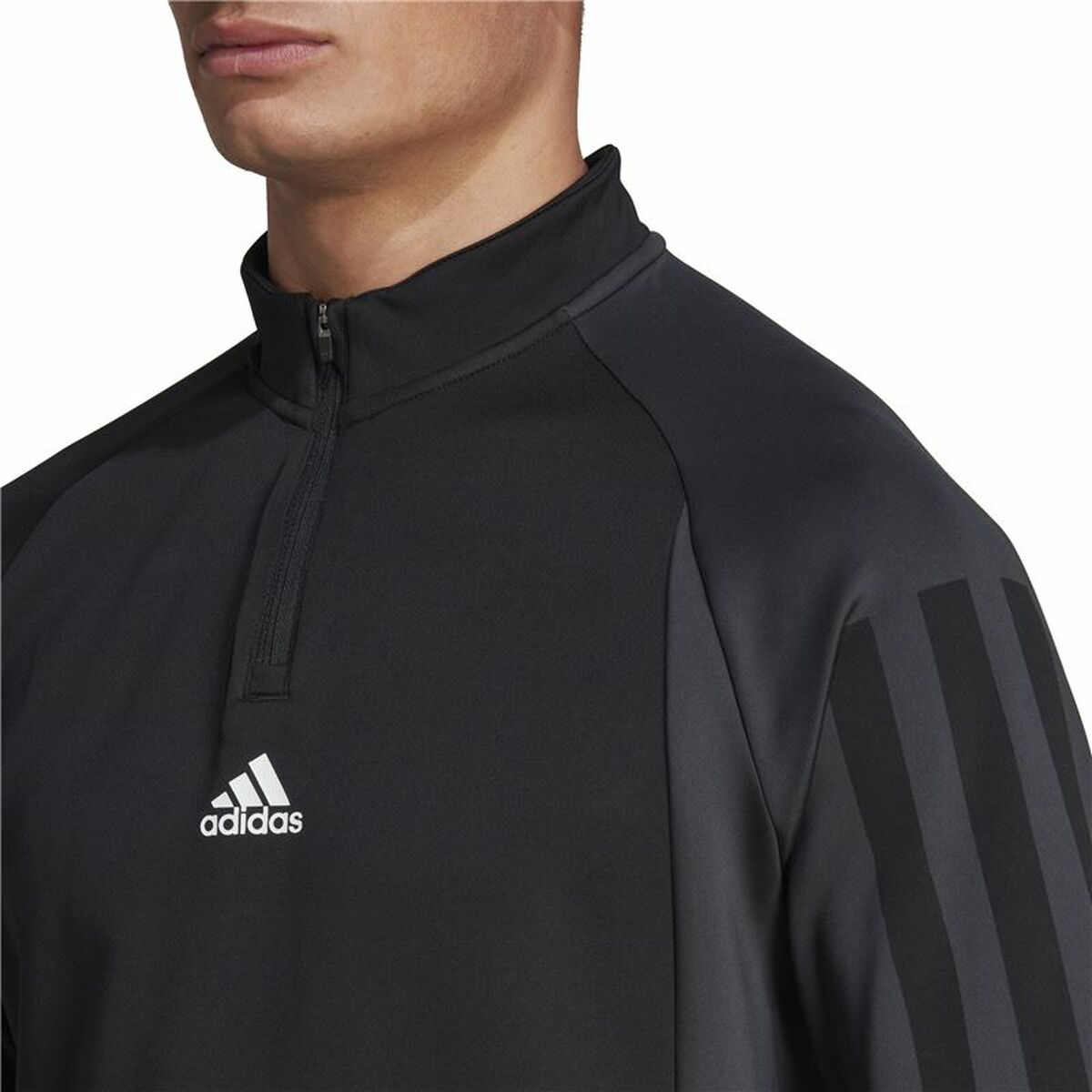 Men's Long Sleeve T-Shirt Adidas 1/4-Zip Black-3