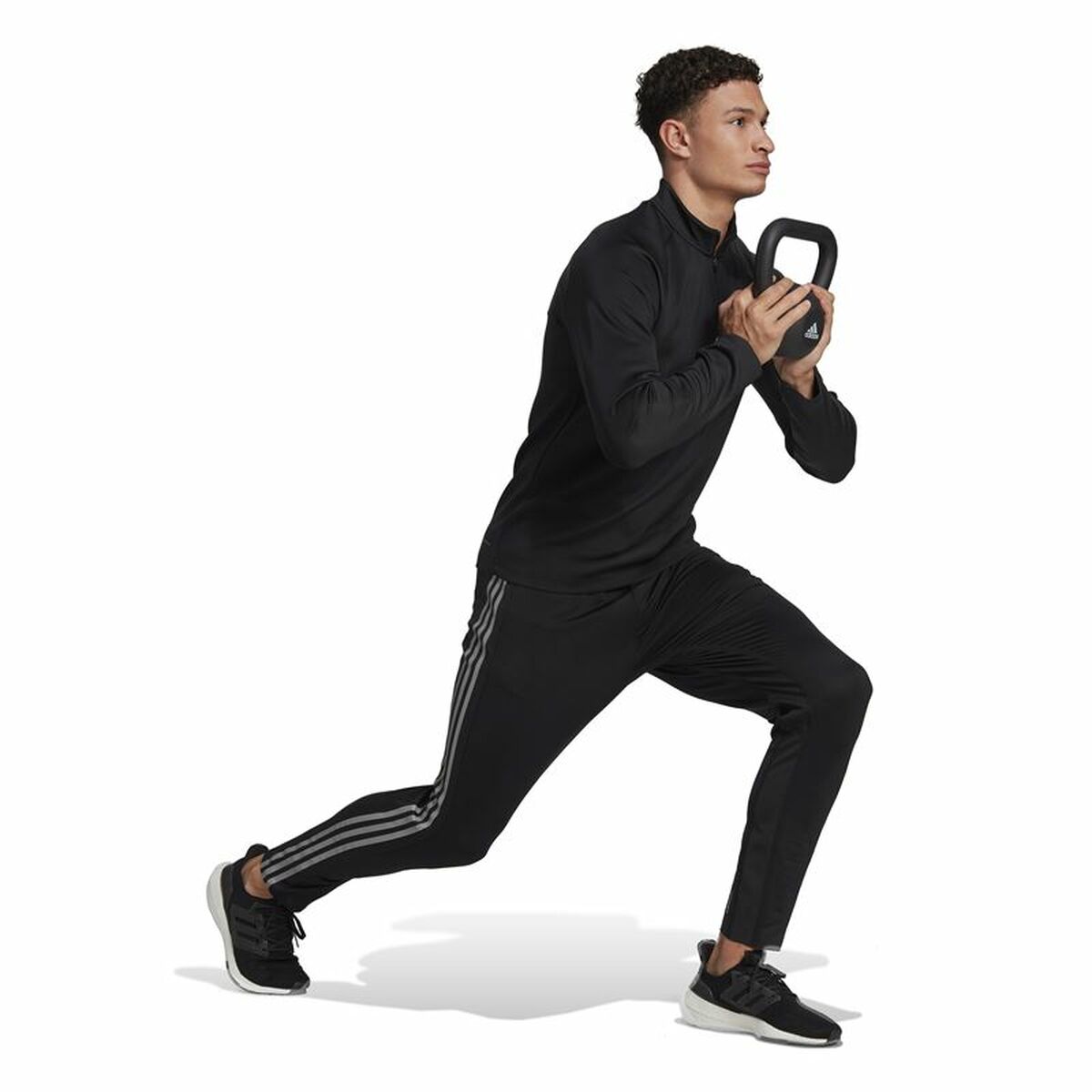 Men's Long Sleeve T-Shirt Adidas 1/4-Zip Black-4