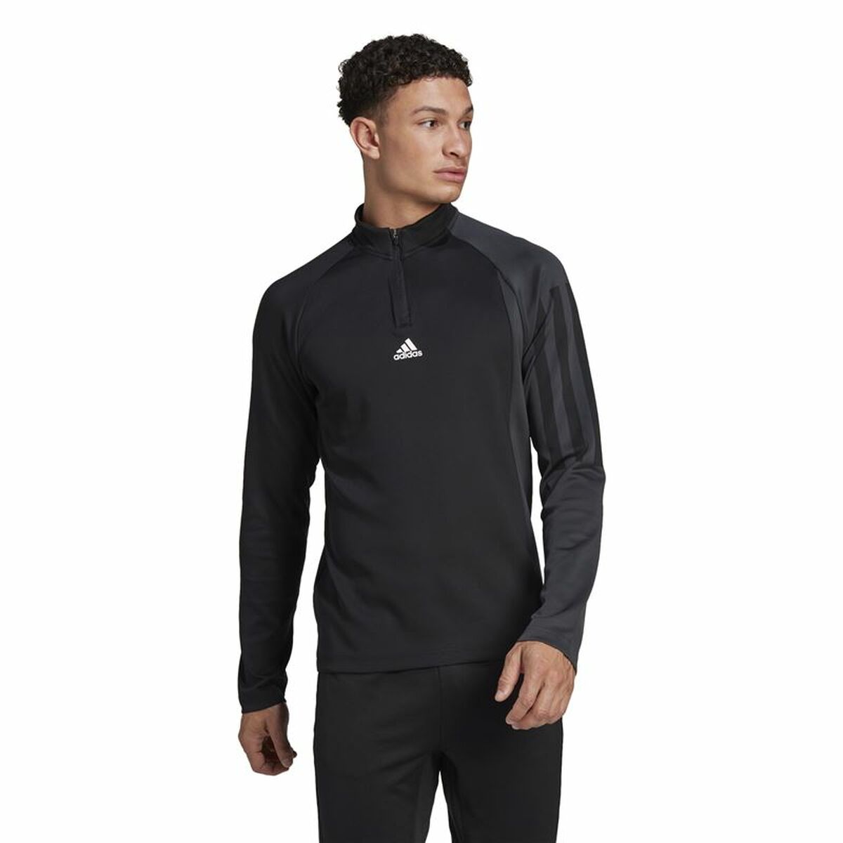 Men's Long Sleeve T-Shirt Adidas 1/4-Zip Black-6