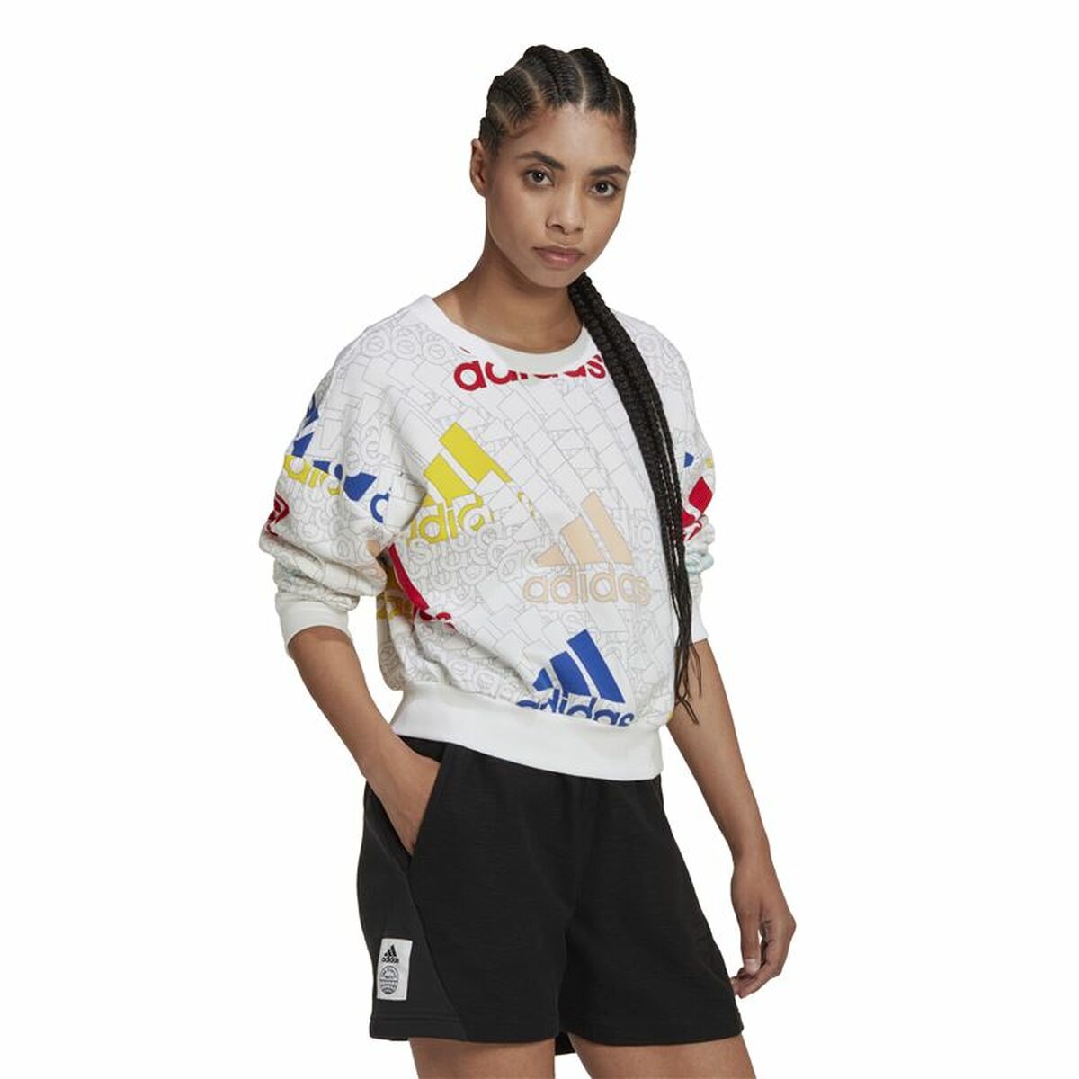 无帽运动衫女子Adidas Essentials多色白色-4
