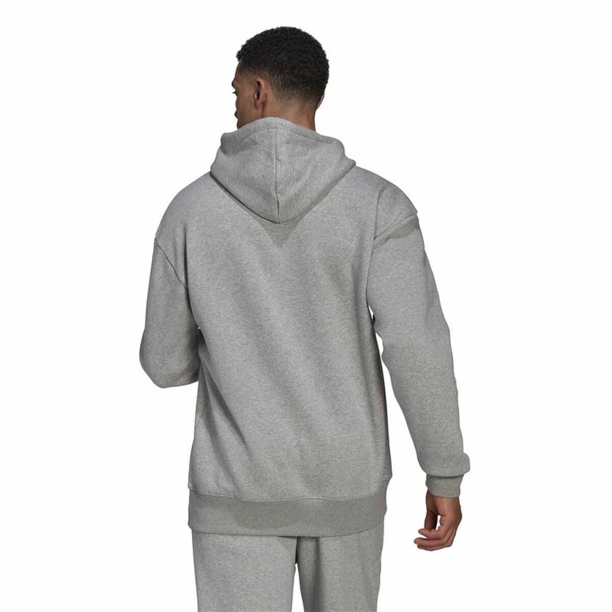 蒙面运动衫男子Adidas FeelVivid Fleece Drop灰色-3