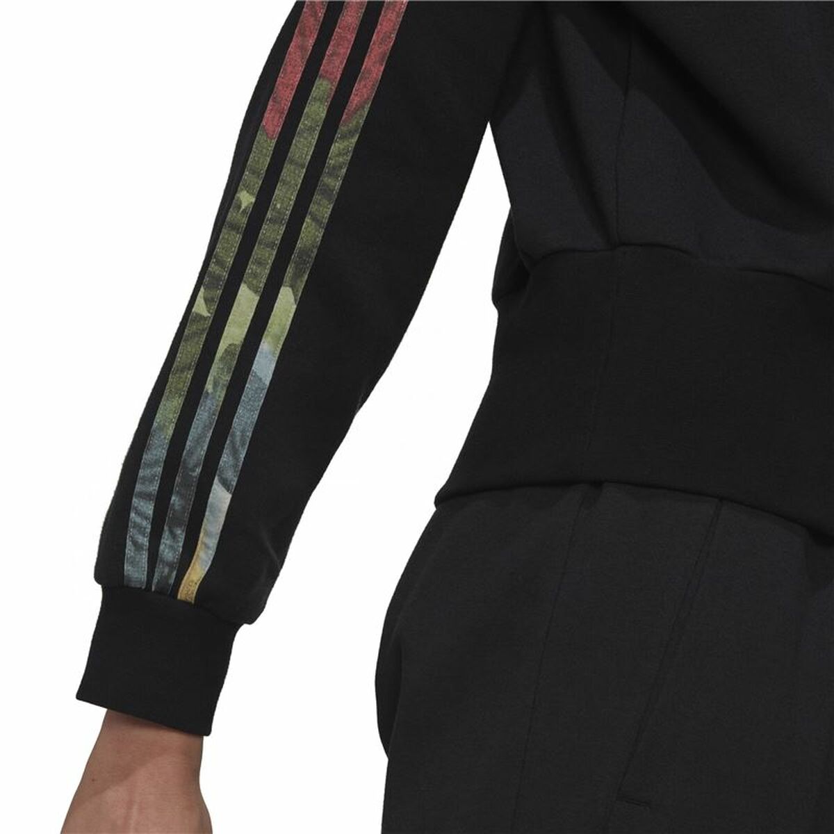 连帽运动衫女子Adidas Allover打印黑色-6