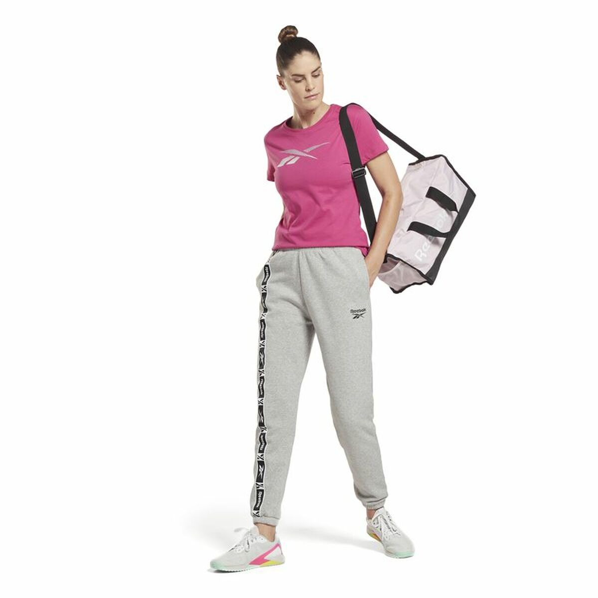 短袖女子Reebok Doorbuster Graphic粉红色T恤-4