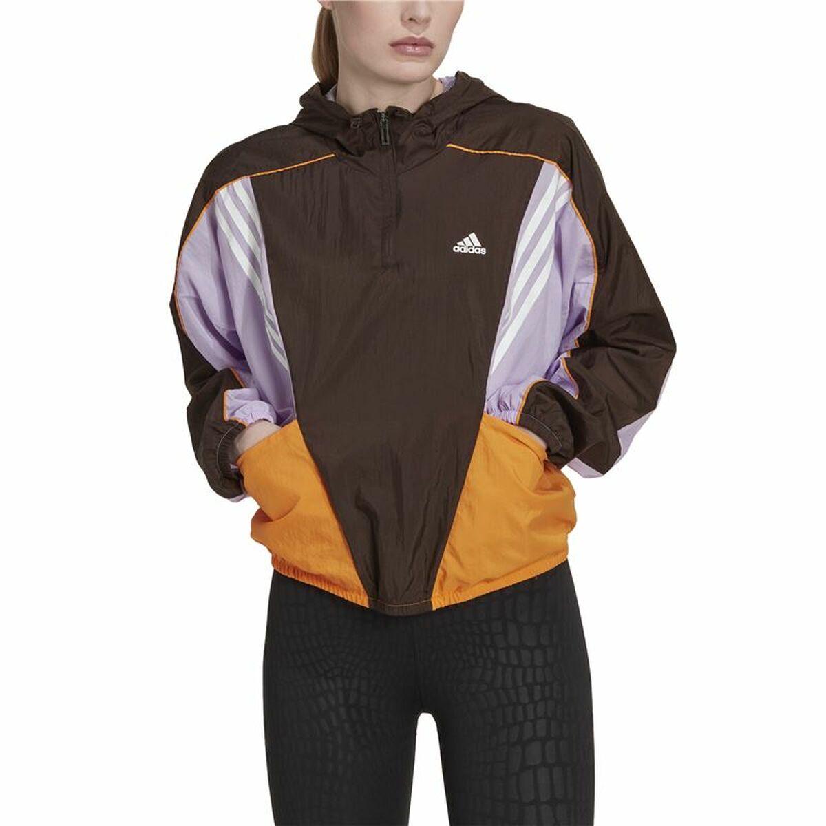 Толстовка с капюшоном женская Adidas Hyperglam Коричневый-5