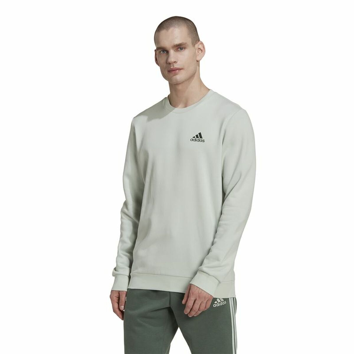 Толстовка без капюшона мужская Adidas Essentials Fleece Белый-2